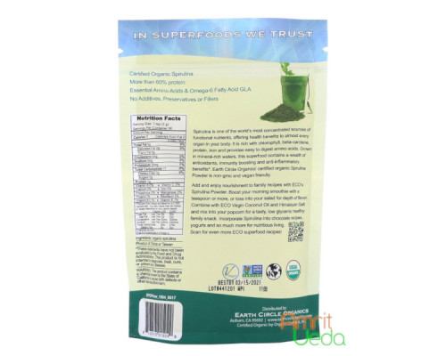 Spirulina churna Earth Circle Organics, 113 grams